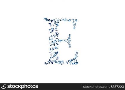 letter E of small bubbles water.