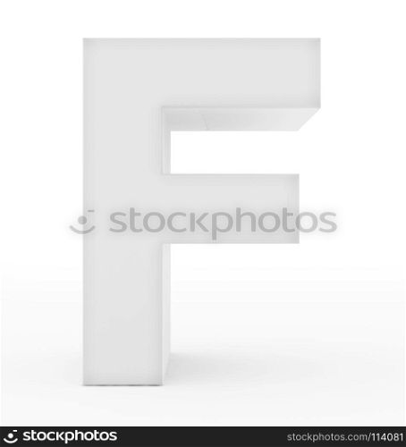 letter F 3d white isolated on white - 3d rendering