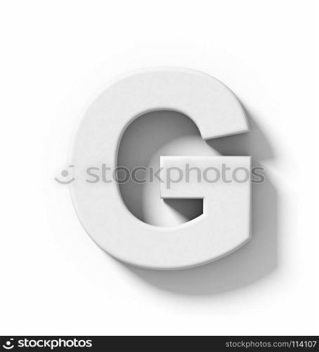 letter G 3D white isolated on white with shadow - orthogonal projection - 3d rendering