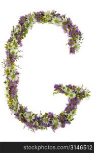 Letter G In A Purple And White Flower Font