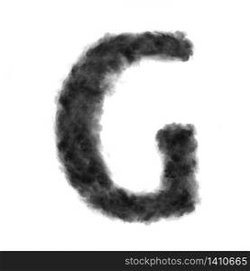 Letter G made from black clouds or smoke on a white background with copy space, not render.. Letter G made from black clouds on a white background.