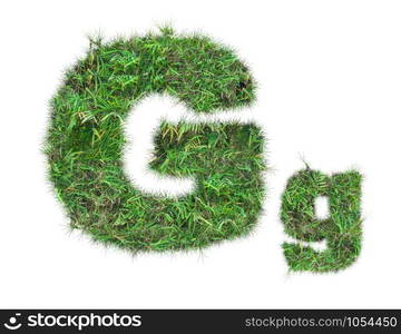 letter G on green grass isolated on over white background