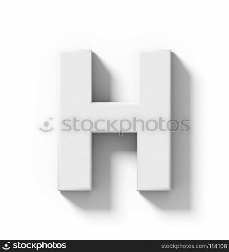 letter H 3D white isolated on white with shadow - orthogonal projection - 3d rendering