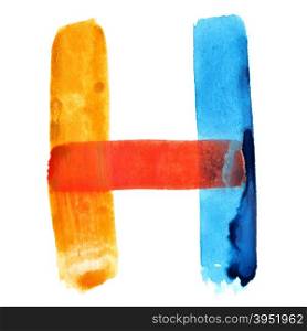 Letter H - colorful watercolor alphabet