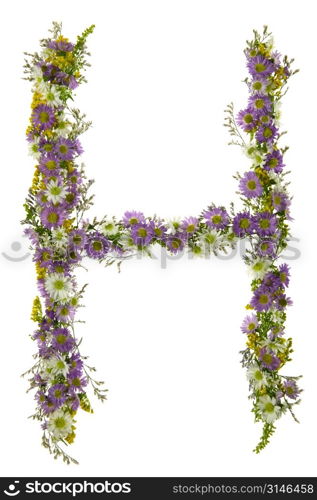Letter H In A Purple And White Flower Font