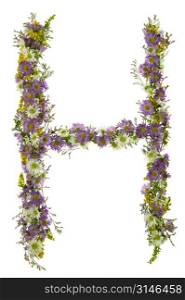 Letter H In A Purple And White Flower Font