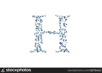 letter H of small bubbles water.