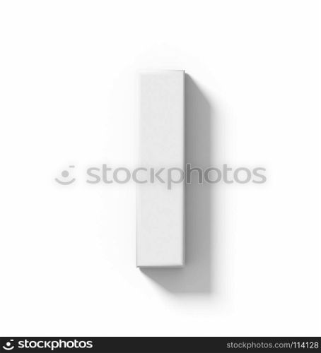 letter I 3D white isolated on white with shadow - orthogonal projection - 3d rendering