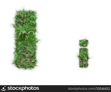 letter I on green grass isolated on over white background