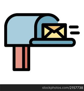 Letter in mailbox icon. Outline letter in mailbox vector icon color flat isolated. Letter in mailbox icon color outline vector