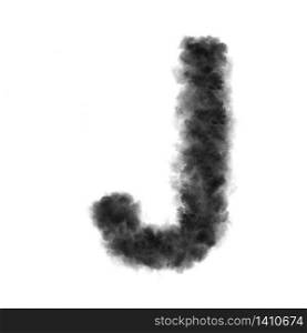 Letter J made from black clouds or smoke on a white background with copy space, not render.. Letter J made from black clouds on a white background.