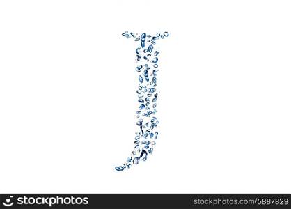 letter J of small bubbles water.