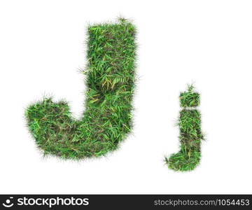 letter J on green grass isolated on over white background