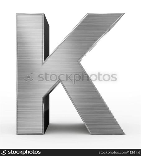 letter K 3d metal isolated on white - 3d rendering