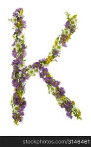 Letter K In A Purple And White Flower Font