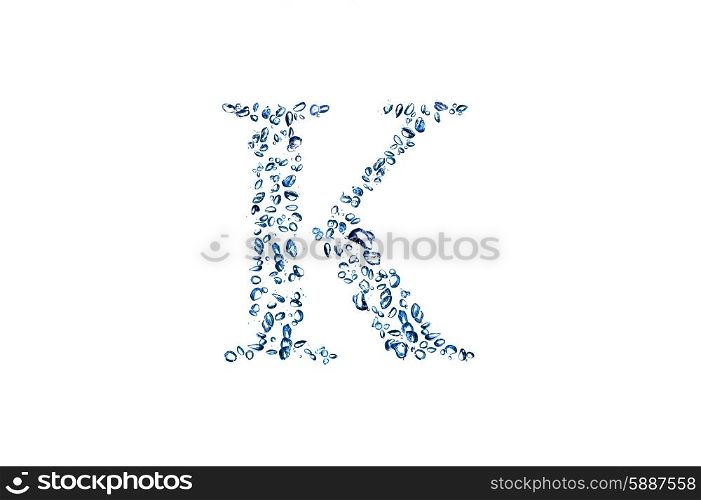 letter K of small bubbles water.