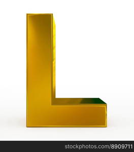 letter L 3d golden isolated on white - 3d rendering