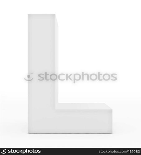 letter L 3d white isolated on white - 3d rendering