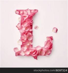 Letter L from rose petals. Illustration Generative AI 