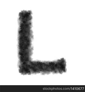 Letter L made from black clouds or smoke on a white background with copy space, not render.. Letter L made from black clouds on a white background.