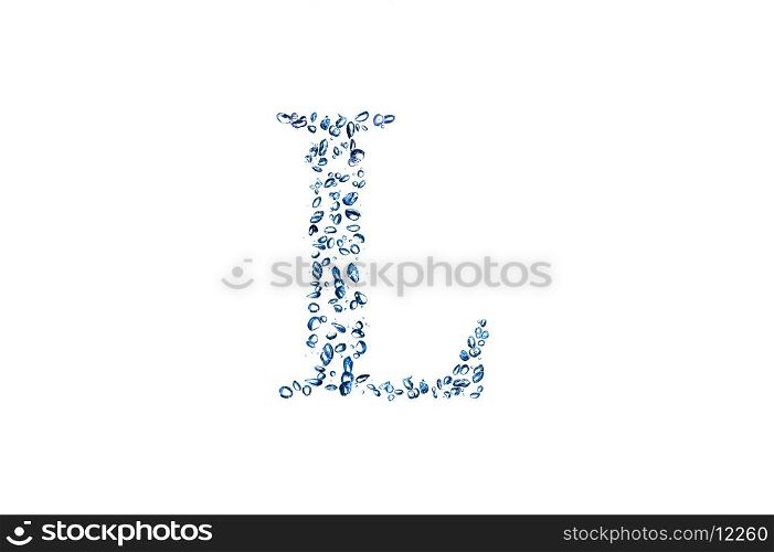 letter L of small bubbles water.