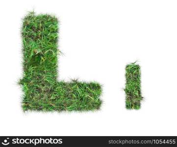 letter L on green grass isolated on over white background