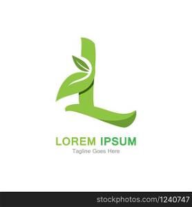 Letter L with leaf logo concept template design