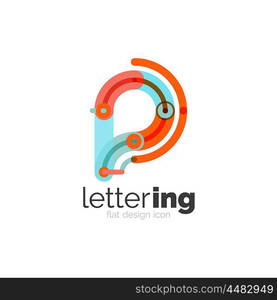 Letter logo business icon. Letter logo business linear icon on white background. Alphabet initial letters company name concept. Flat thin line segments connected to each other. Flat cartoon industrial wire or tube design of ABC typeface