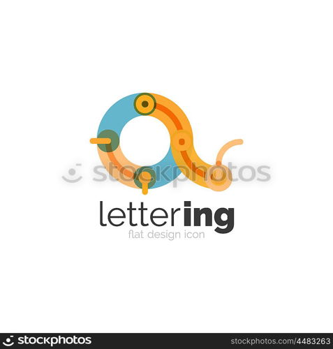 Letter logo business icon. Letter logo business linear icon on white background. Alphabet initial letters company name concept. Flat thin line segments connected to each other. Flat cartoon industrial wire or tube design of ABC typeface