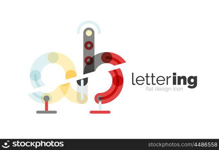 Letter logo business icon. Letter logo business linear icon on white background. Alphabet initial letters company name concept. Flat thin line segments connected to each other. Flat cartoon industrial wire or tube design of ABC typeface