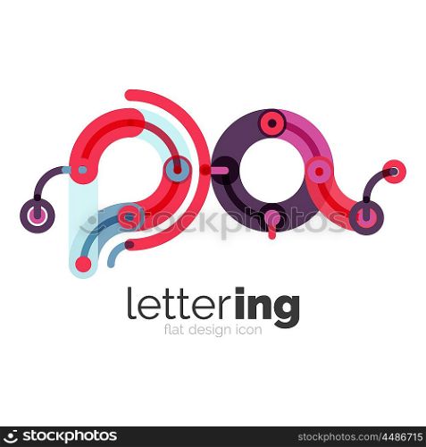 Letter logo business icon. Letter logo business linear icon on white background. Alphabet initial letters company name concept. Flat thin line segments connected to each other. Flat cartoon industrial wire or tube design of ABC typeface