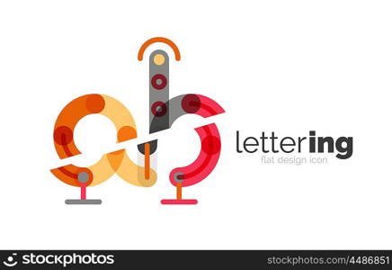 Letter logo business icon. Letter logo business linear icon on white background. Alphabet initial letters company name concept. Flat thin line segments connected to each other. Flat cartoon industrial wire or tube design of ABC typeface