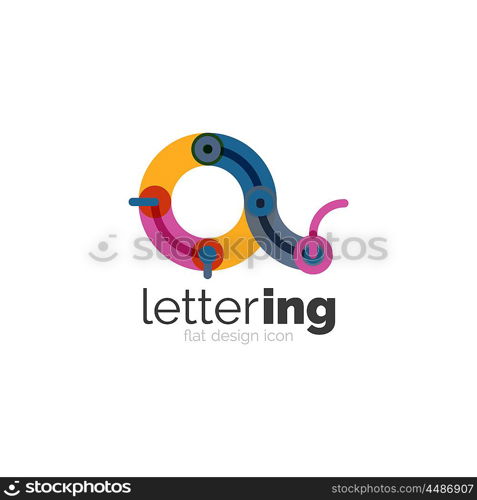 Letter logo business icon. Letter logo business linear icon on white background. Alphabet initial letters company name concept. Flat thin line segments connected to each other. Flat cartoon industrial wire or tube design of ABC typeface