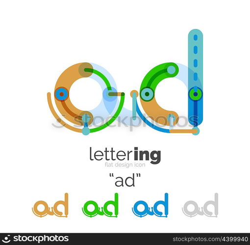 Letter logo line concept. Letter logo line concept isolated on white. Connected color segments