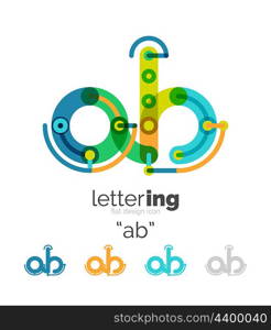 Letter logo line concept. Letter logo line concept isolated on white. Connected color segments