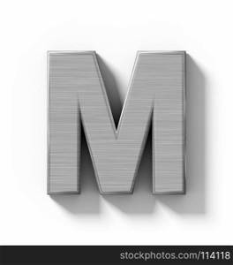 letter M 3D metal isolated on white with shadow - orthogonal projection - 3d rendering