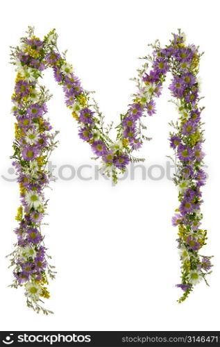 Letter M In A Purple And White Flower Font