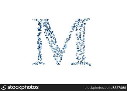 letter M of small bubbles water.
