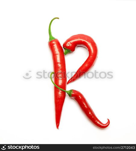 Letter made from red peppers