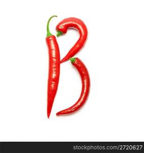 Letter made from red peppers