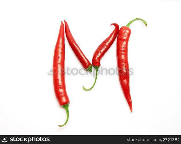 Letter made from red peppers