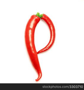 Letter made from red peppers