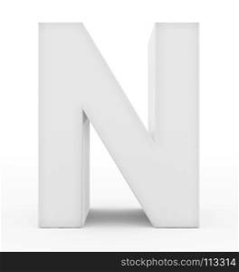 letter N 3d white isolated on white - 3d rendering