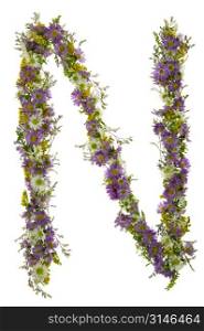 Letter N In A Purple And White Flower Font