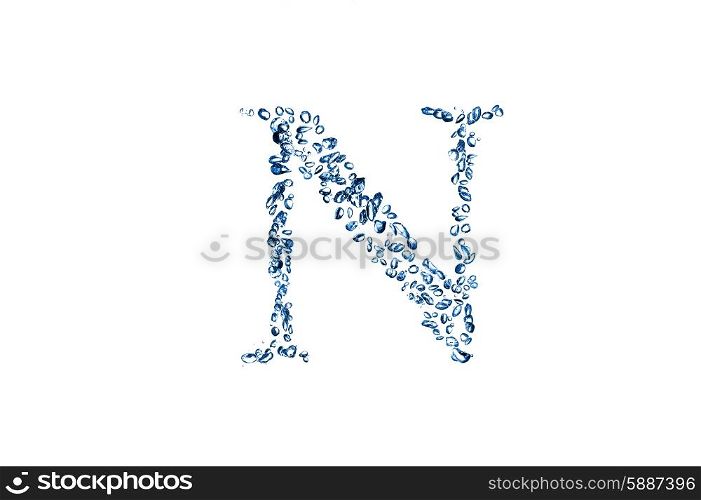 letter N of small bubbles water.