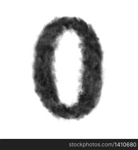 Letter O made from black clouds or smoke on a white background with copy space, not render.. Letter O made from black clouds on a white background.