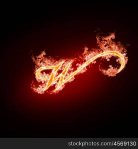 letter open arms fire on a black background