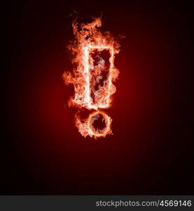 Letter open arms fire on a black background