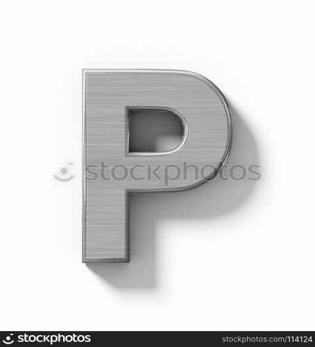 letter P 3D metal isolated on white with shadow - orthogonal projection - 3d rendering