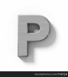 letter P 3D metal isolated on white with shadow - orthogonal projection - 3d rendering